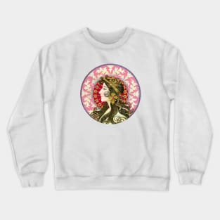 1905 Art Nouveau Portrait of a Beautiful Woman Crewneck Sweatshirt